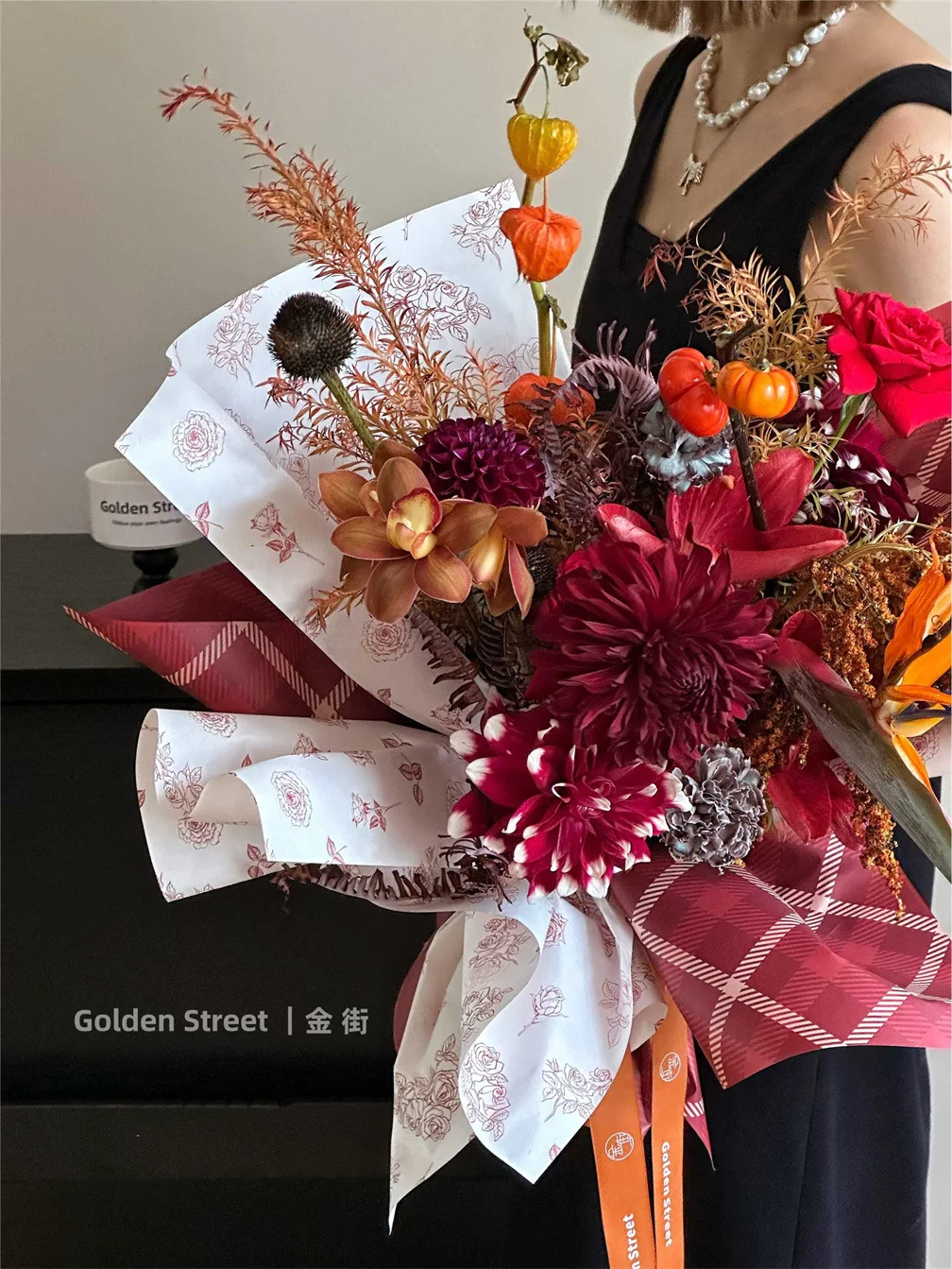 New Grid Flower Plastic Wrapping Paper Christmas Gift Wrap Paper Bouquet Floral Wrapping Paper