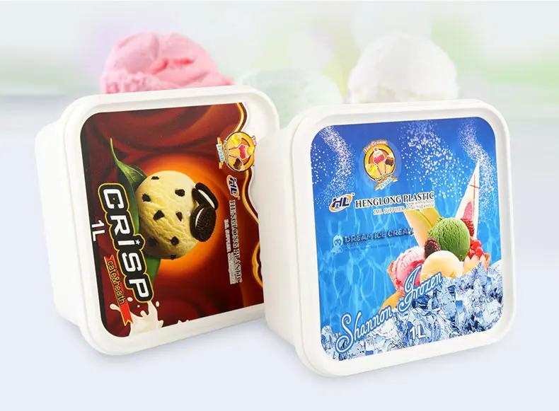 1000ml IML ice cream container .square- HONOKAGE  Honokage IML Container  Plastic Packaging Industrial Co.