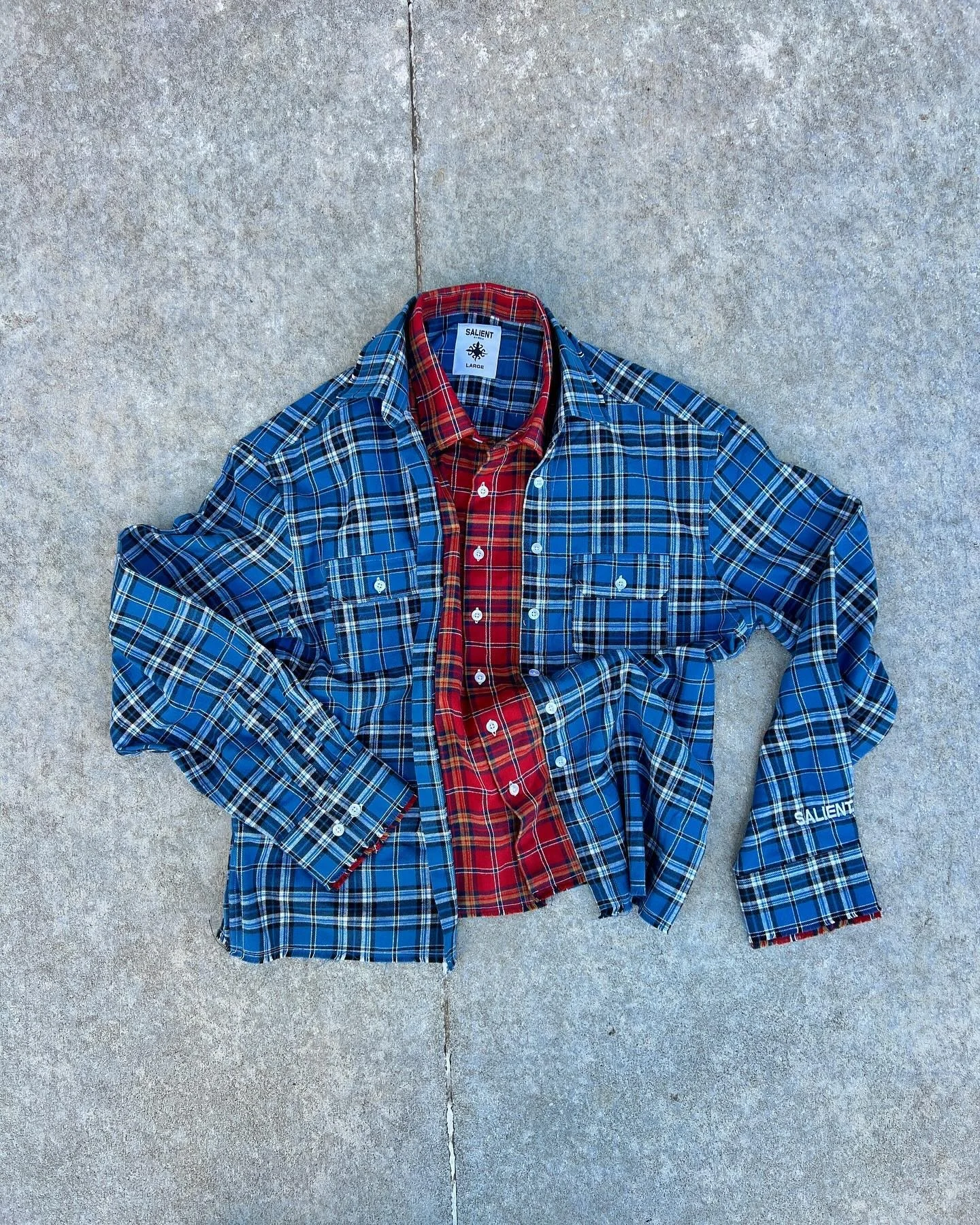 Custom High Quality T-shirts Boxy Oversized Drop Shoulder Long Sleeve Vintage Button up Double Layer Plaid Flannel Shirt for Men gallery 3