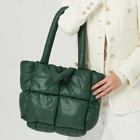 Puffer Tote Bag For Women Quilted Puffy Handbag Light Winter Down ...