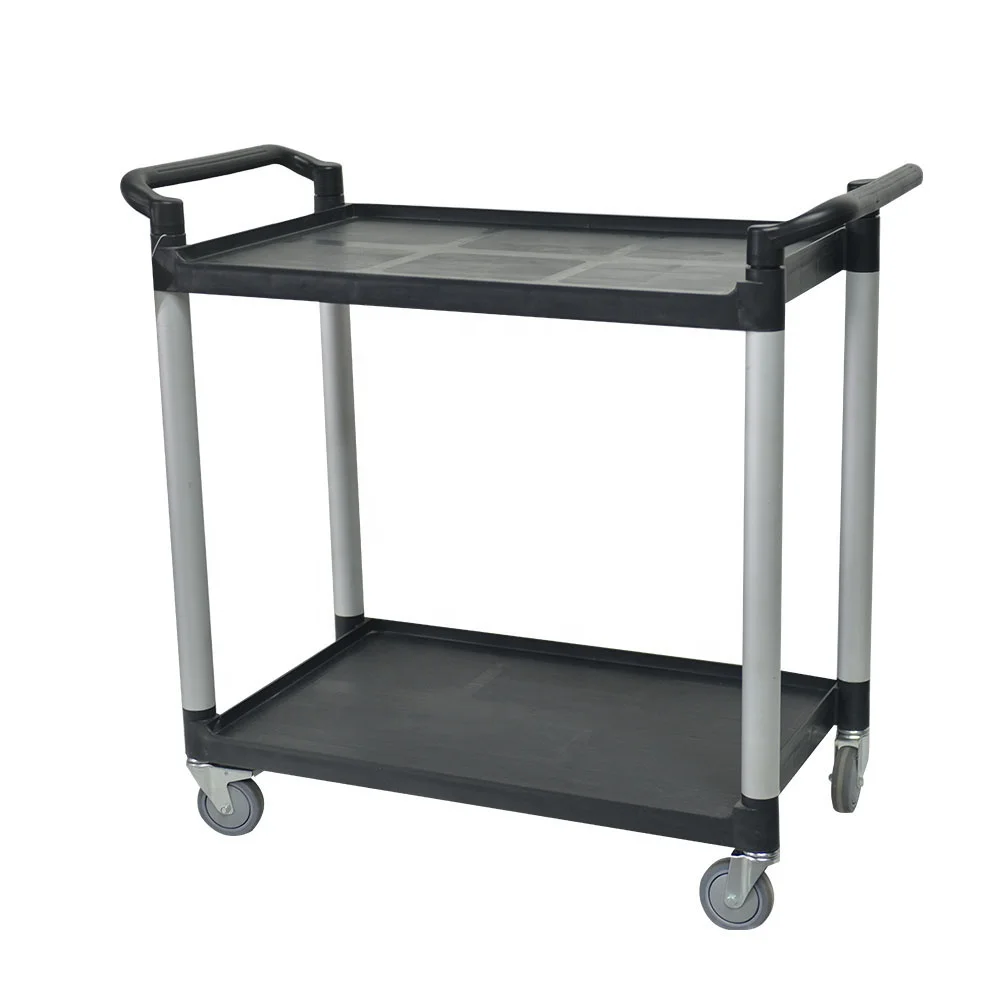 Manufacturer Price 2 Tiers Plastic Airline Food Mobile Trolley Cart With Wheels