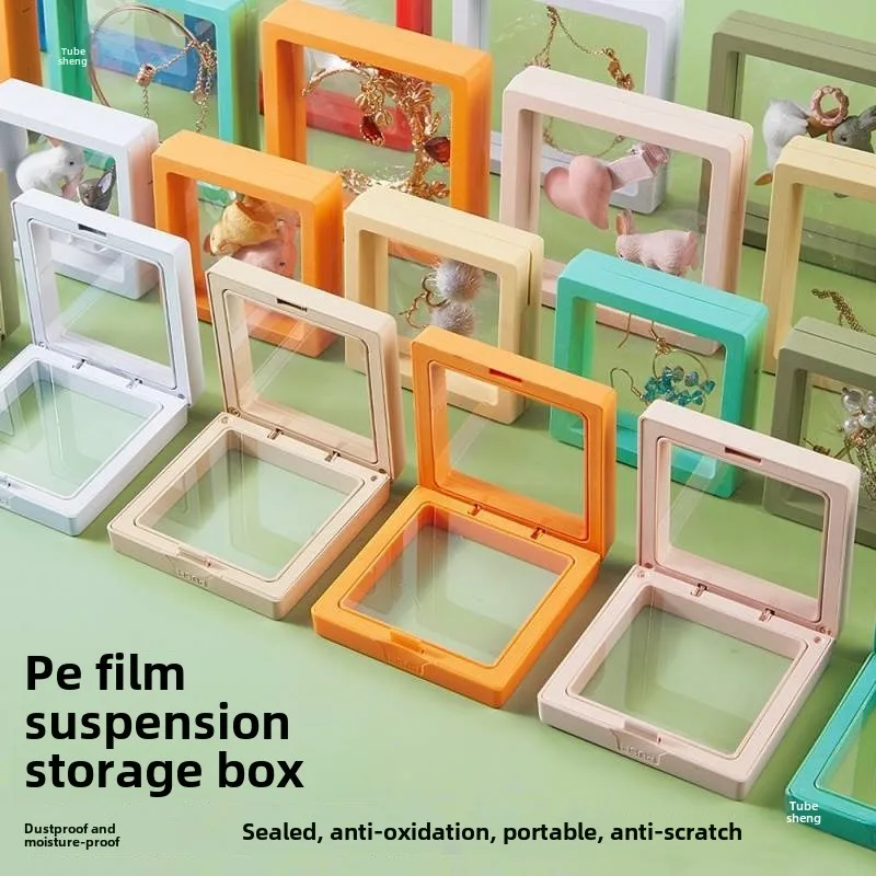 Hordozható átlátszó négyzetes fiókdoboz tiszta PE anyagból készült tároló lebegő kirakó doboz nyakláncokhoz fülbevalókhoz műanyagból készült ékszerhez