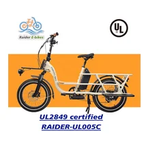 Raider-UL005C 20" Adult 52V 750W 45KM/H OEM CE UL2849 Certificate 20AH Lithium Battery Fat Tire Adult Electric Cargo bike