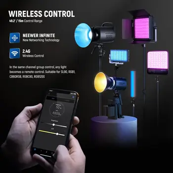 NEEWER MS60B LED Video Light 2.4G/APP Control, 65W Metal Mini Compact COB Continuous Output Lighting Spotlight 2700K-6500K detail image