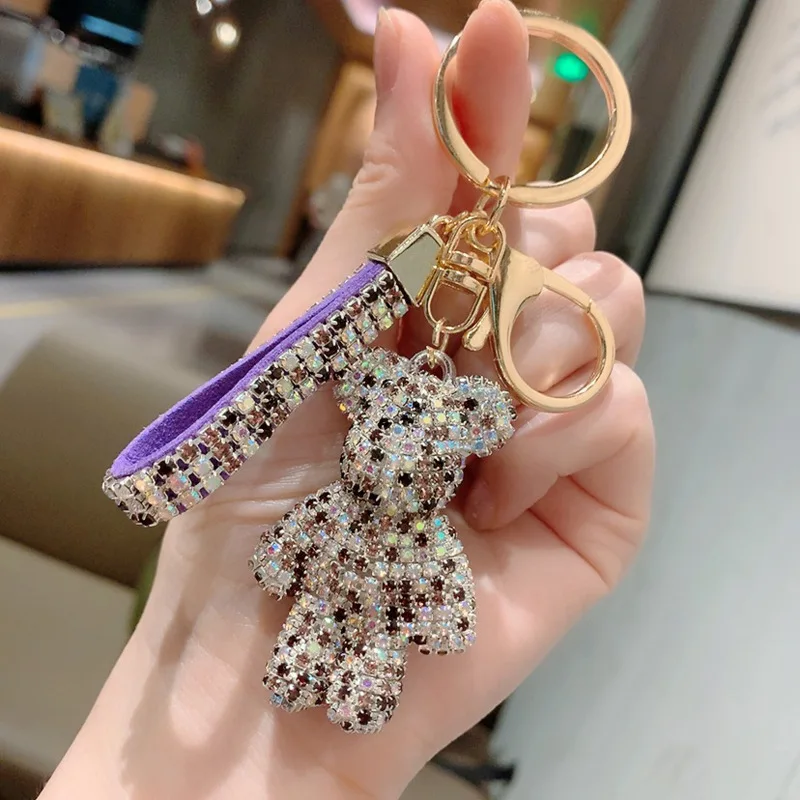 Source Hot Sell High Quality Crystal Key Chains Rhinestone Teddy Bear  Keychain Leather Key Chain Metal Key Chain on m.