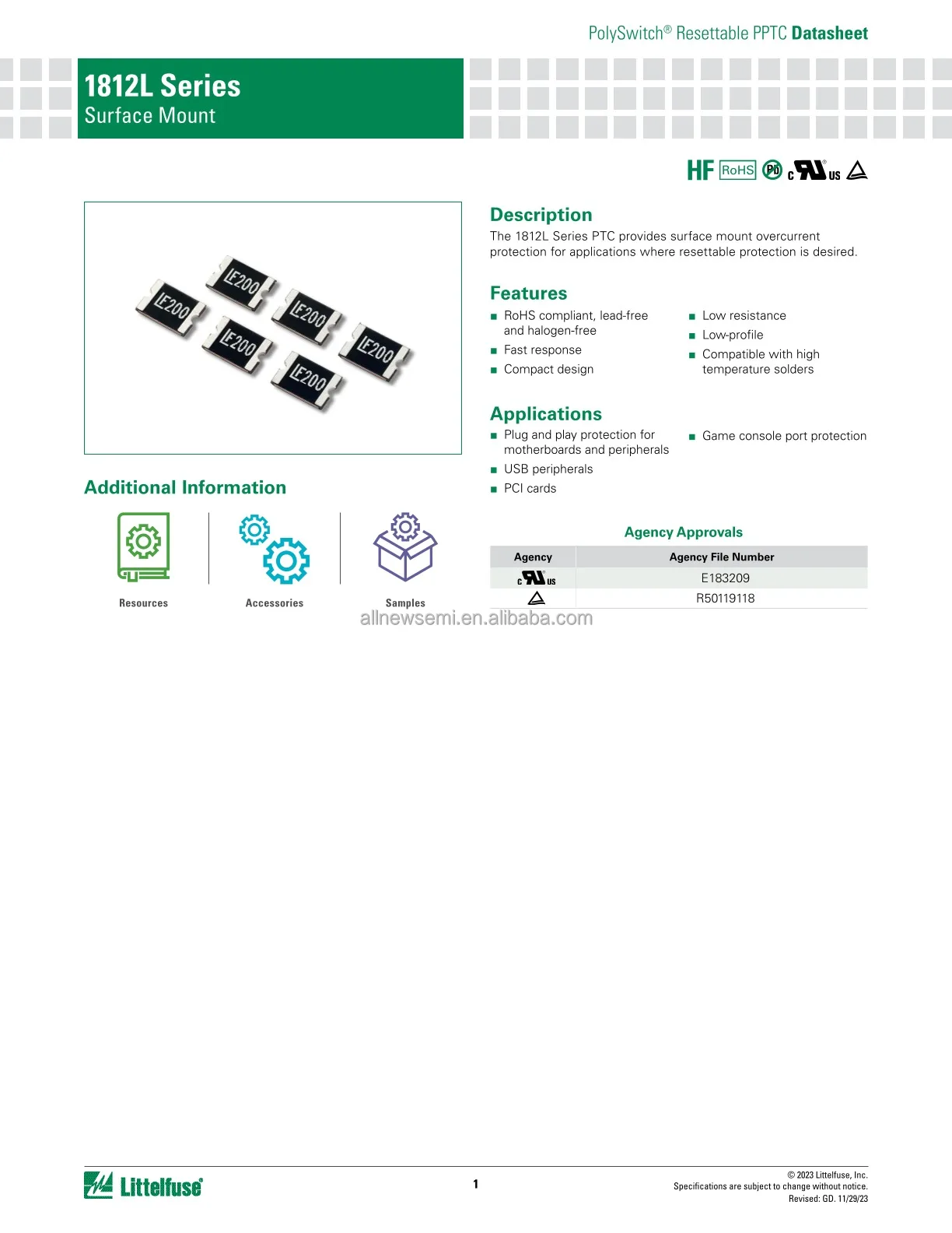 Hot sale Original 1812L014 Resistors PTC Resettable Fuse Surface Mount CHIP 1812 HALOGEN FREE AND Non-linear Resistors