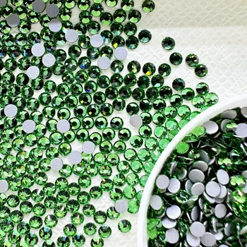 Hotfix Rhinestones Bulk Glass Mixed Size SS3-SS40 Peridot Flatback Nail Art Rhinestones 1440pcs Hot Press