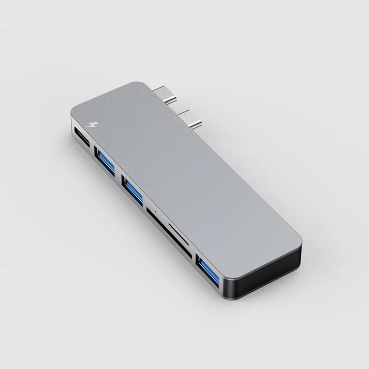 
USB-концентратор 6 в 1 с кардридером для SD/TF-карт и USB 3,0 