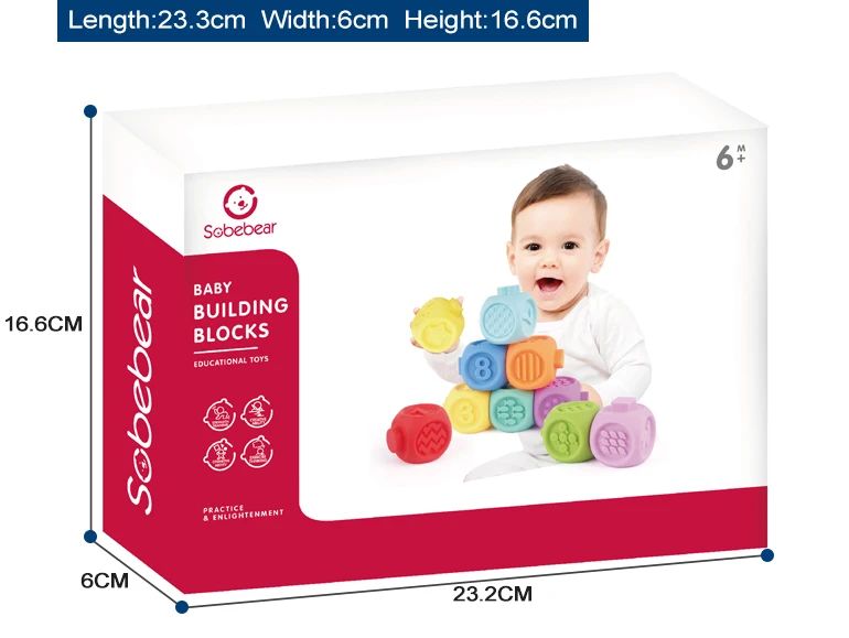 Juguetess Infantil Por Mayor Baby Soft Toys Sensory Silicone Educational Play Baby Soft Rubber Building Blocks