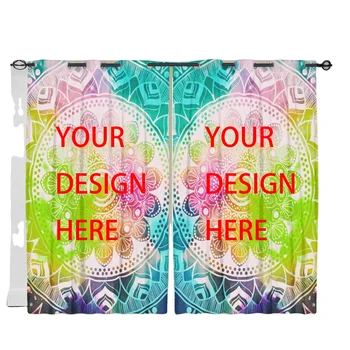 Custom curtains polyester blackout printing for windows door dropship whole MOQ 1PCS