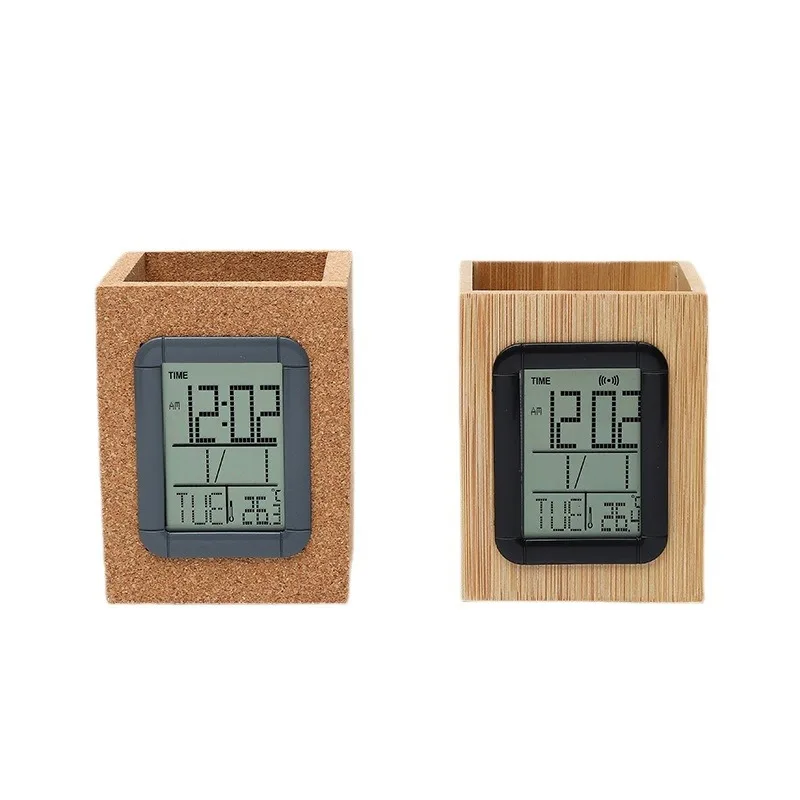 Creative Pen Holder Alarm Clock Digital Electronic Temperature Perpetual Calendar Date Multifunctional Clock
