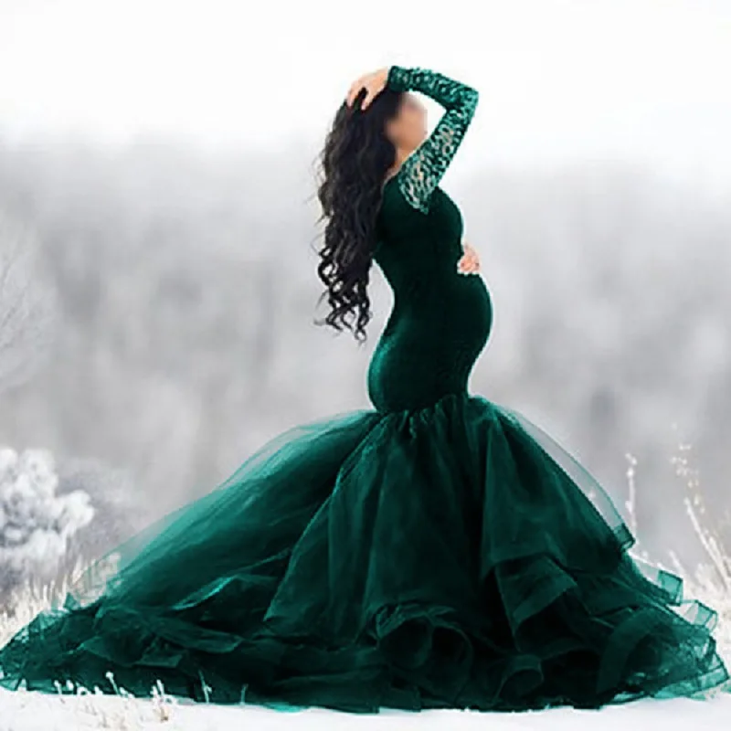 mermaid style wedding dress with lace Boho Lace Mermaid Wedding Dresses with Sleeves Viniodress VW1112 main image 0