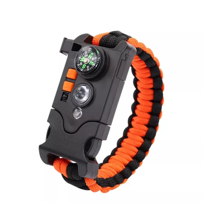 Outdoor Survival Tool Whistle Mini Compass Led Flashlight Flintstone