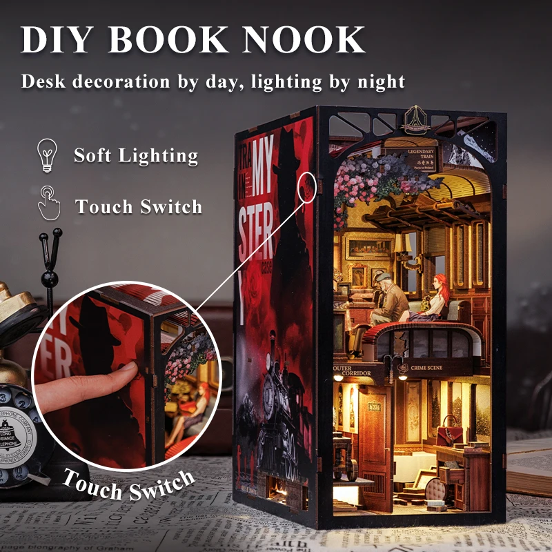 CuteBee New Style  DIY Book Nook Detective Miniature Dollhouse with Dust Cover Book Nook Kit Jigsaw Puzzle Use As Gift Ideas