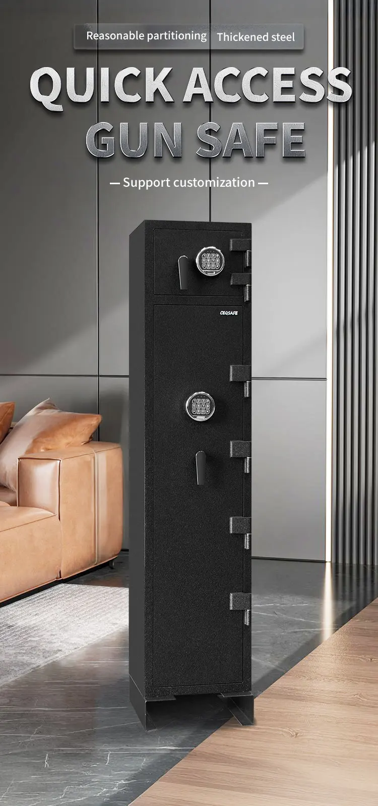CEQSAFE High Quality Security Electronic Digital Locks  Fireproof Gun Cabinet Safe Box Home Gun Cabinet supplier