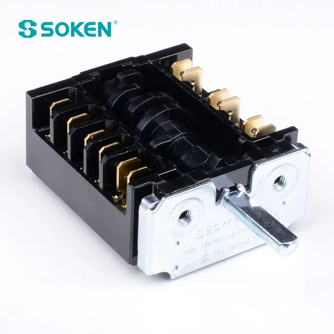SOKEN  7 Step Rotary Selector Switch for Oven RT345-1A(51.43/18) Black for Built-in Oven