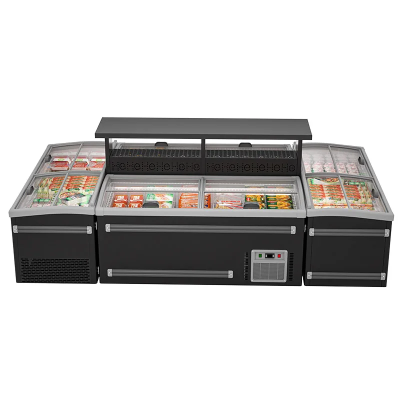 Supermarket Meat Type Island Chiller Chest Freezer Commercial