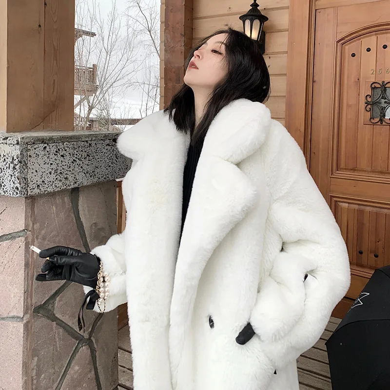 Winter Fashion Real Mink Fur Coats For Women With Turn-down Collar