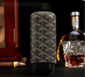 Portable 2 Cigar Holder Case Leather Humidor Men's Trend Cigar Smoking Holder Set Travel Cigar Humidor Case