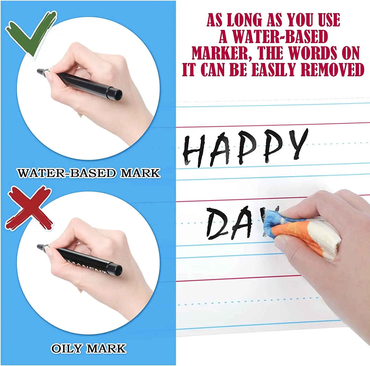 4 Pack Ruled Sentence Strips Lined Dry Erase Boards