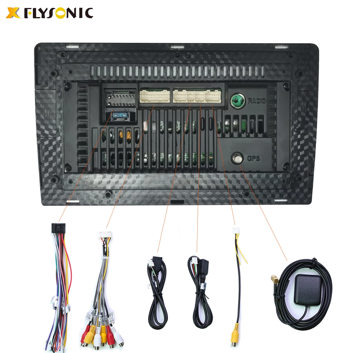 Flysonic Customized 1G+16G Memory 10.1 Inch Multi-media Double Din MP5 Player Built -in BT, GPS, Android Version 10.0  Car Video