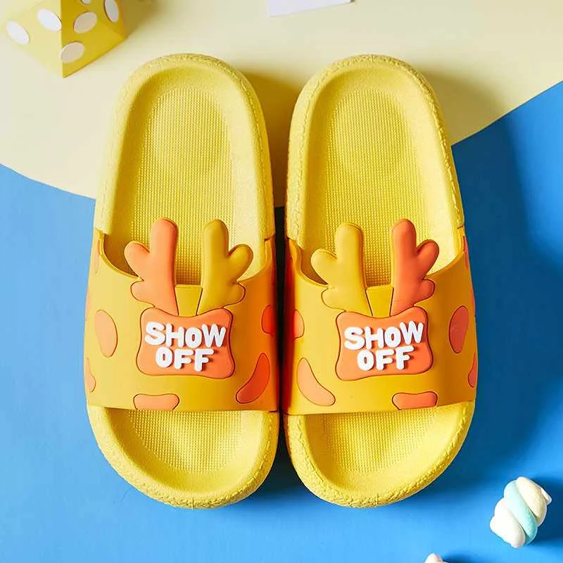 2021 новые детские тапочки Kawaii с изображением оленьих рогов модная детская шлёпанцы для женщин вне дома