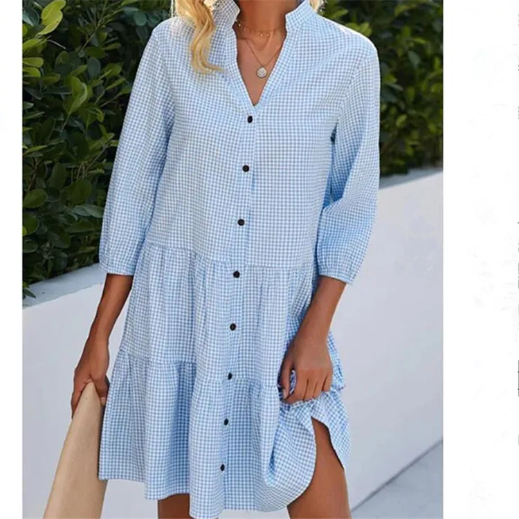 blue and white european dress Women's Blue and White Pattern Maxi Dress-Always Amalfi