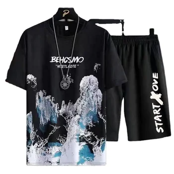 Men's Summer Short Sports Suit Leisure Short Sleeve Men's T-shirt And Shorts 2Pcs MEN'S Sets