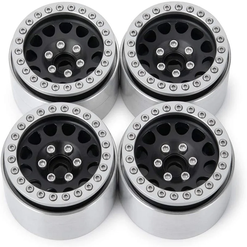 4PCS 1/10 RC Crawler SCX10 90046 TRX-4 D90 CC01 Metal Aluminum Alloy 12MM Hex 1.9" Beadlock Wheel Rims