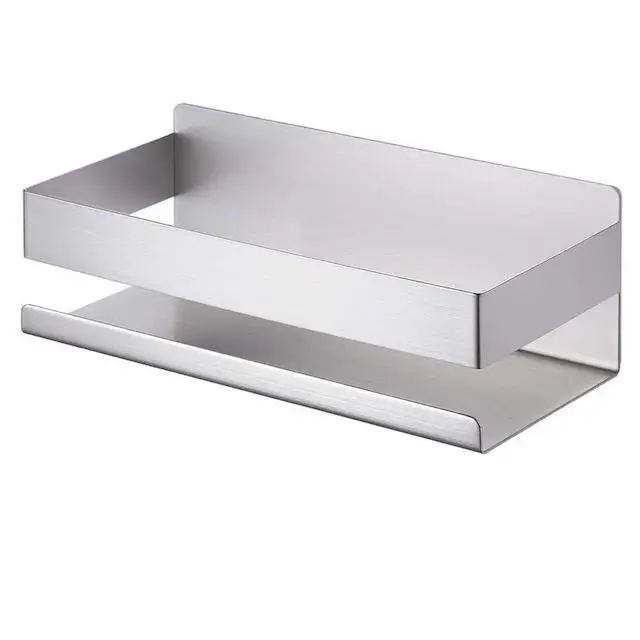 Lisveth Metal Adhesive Bathroom Shelves Rebrilliant Finish: Brushed Silver