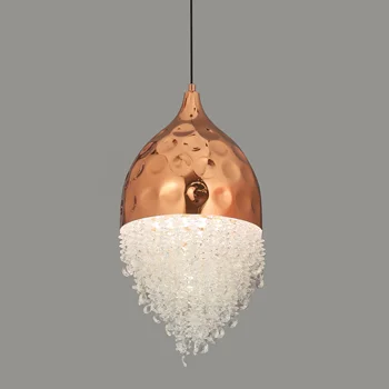 Modern Style Decoration Chandelier Pendants Lighted Rose Gold Iron Crystal Lamp For Dining Room