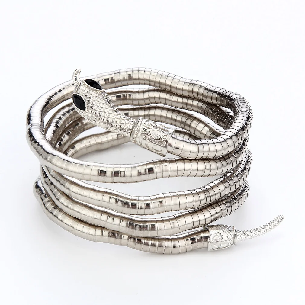 SC Hot Creative Bendable Snake Necklace Funny Animal Gold Plated Bracelet Punk Curved Snake Collar Choker Bracelet for Men Girls