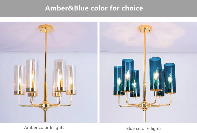 Modern Ceiling chandelier for living room Nordic blue glass blowing chandeliers pendant lights