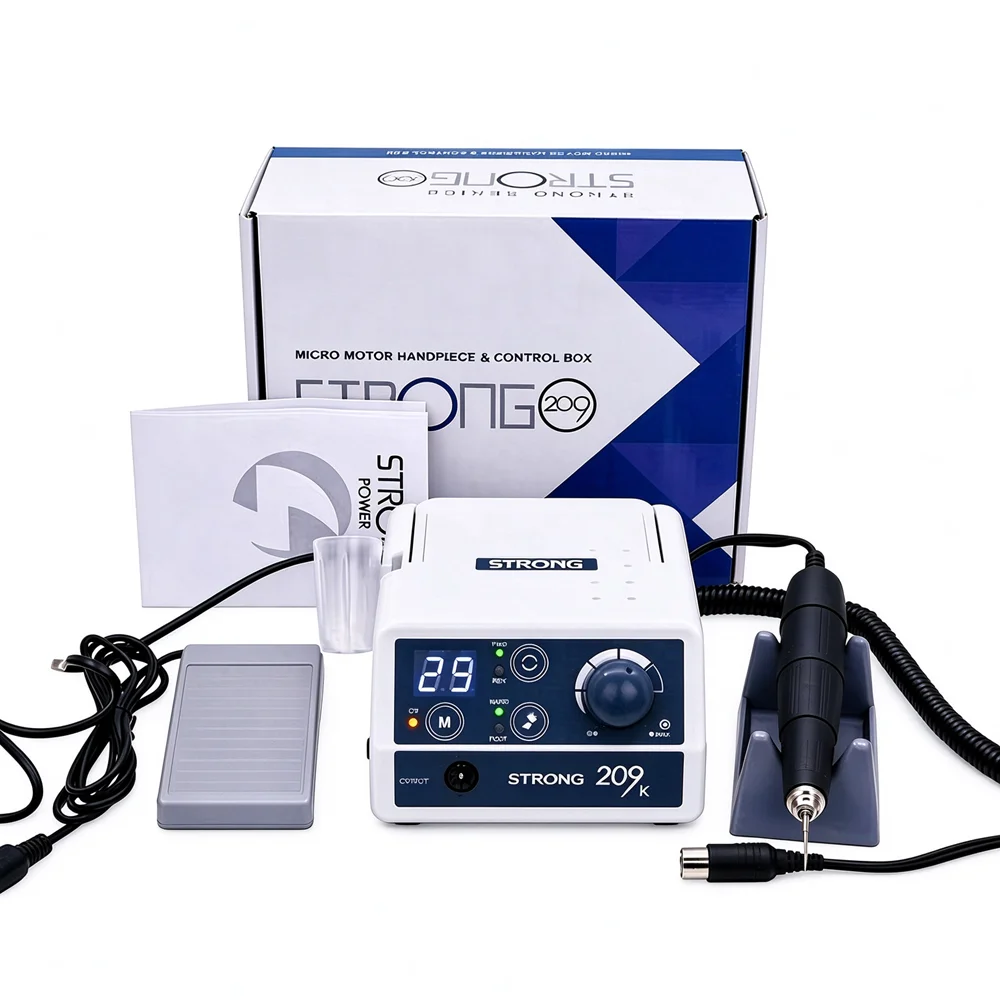 OEM Korea Dental Lab Micromotor Strong 209K 102L Denture Gel Nail Polishing Machine 35000 Rpm Manicure Pedicure Nail Drill