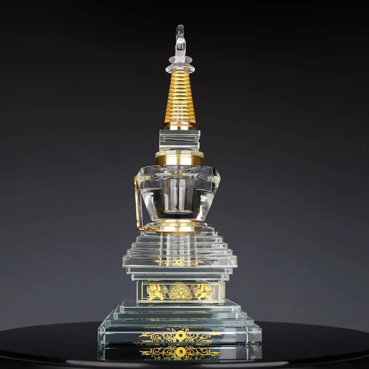 Wholesale Customize Figurane Temple Tower Quartz Large Glass Crystal Towers manufacture