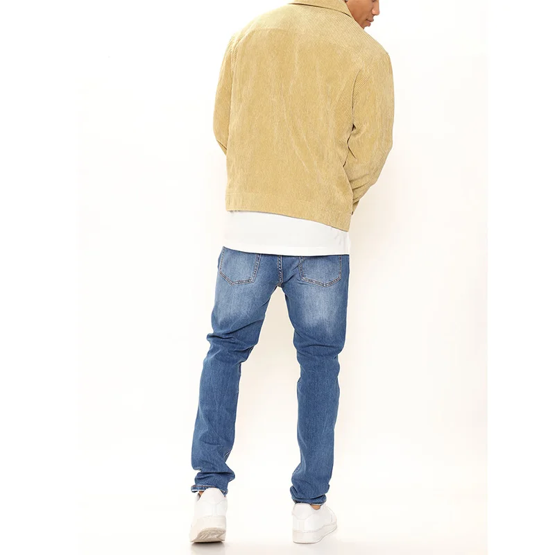 New Arrivals Spring Autumn Men Bomber Jackets Long Sleeves Turn Down Neckline Corduroy Trucker Jacket Custom Logo Jacket for Men gallery 2