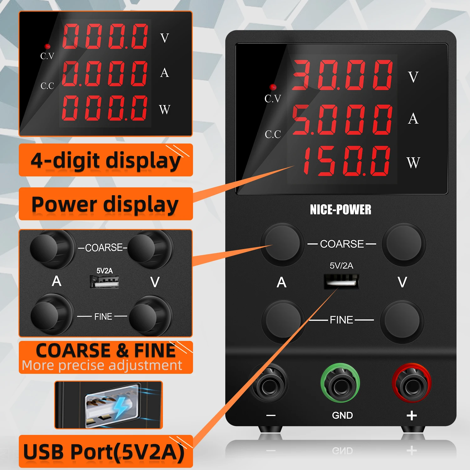 NICE POWER SPS305 30V5A150W 24V15V12V5V Lab DC Power Supply Laboratory Teaching Chemical Electrolysis and Electroplating