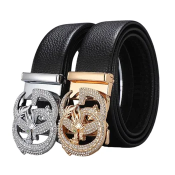 Men's genuine leather belt dragon automatic buckle belt, cowhide belt,  simple fashion waistband