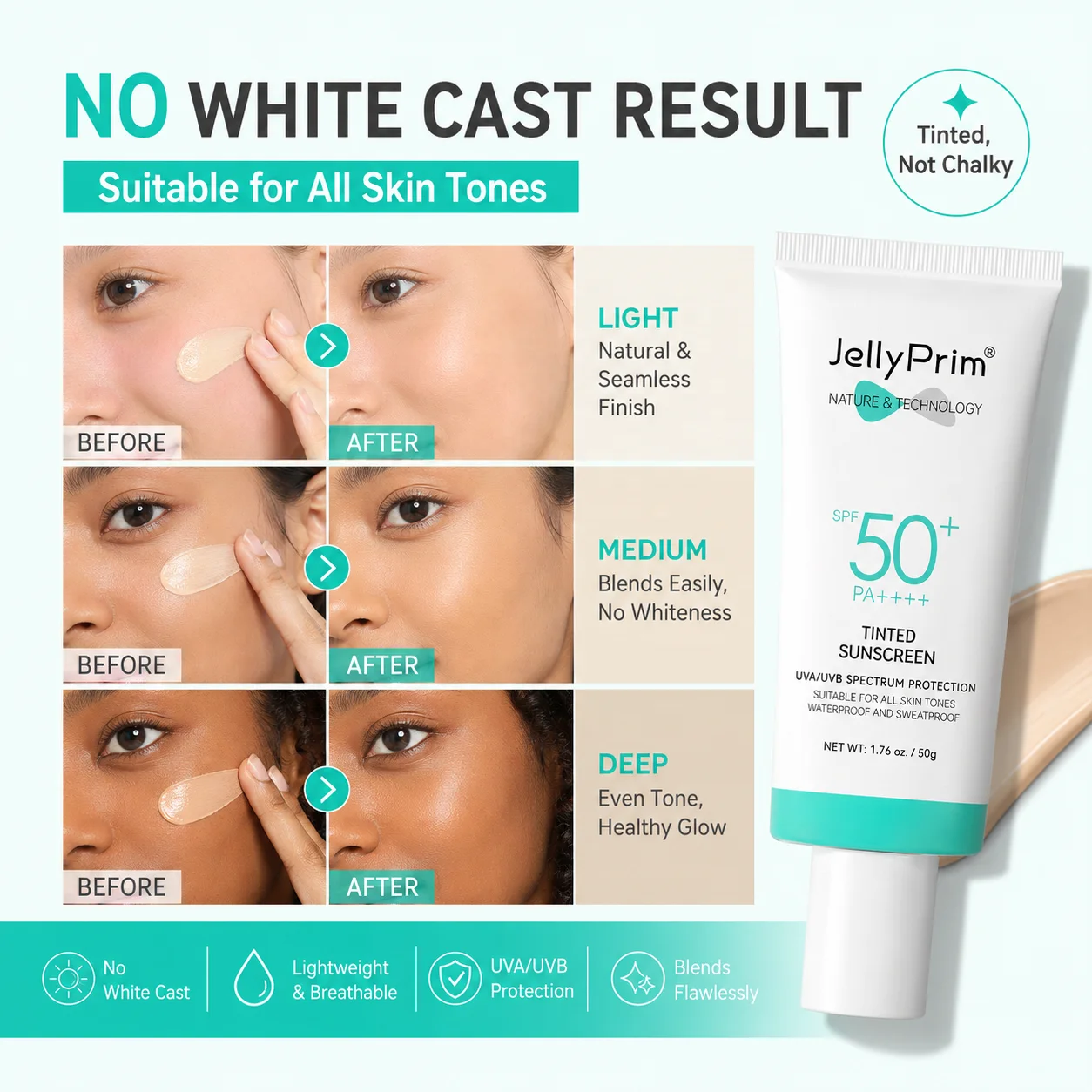 Wholesale Tinted Sunscreen Private Label Natural Organic Moisturizing UVA UVB Sunblock Repairing Sun Damage Sunscreen Cream