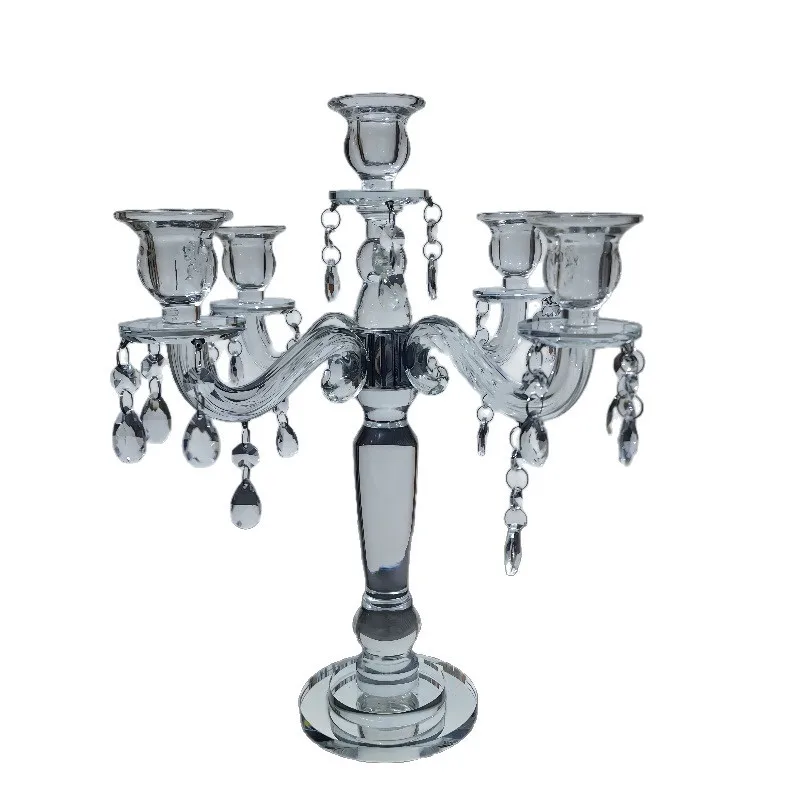 Centre de table de mariage, chandelier en cristal européen romantique, décoration de table, bougeoir, support à bougie