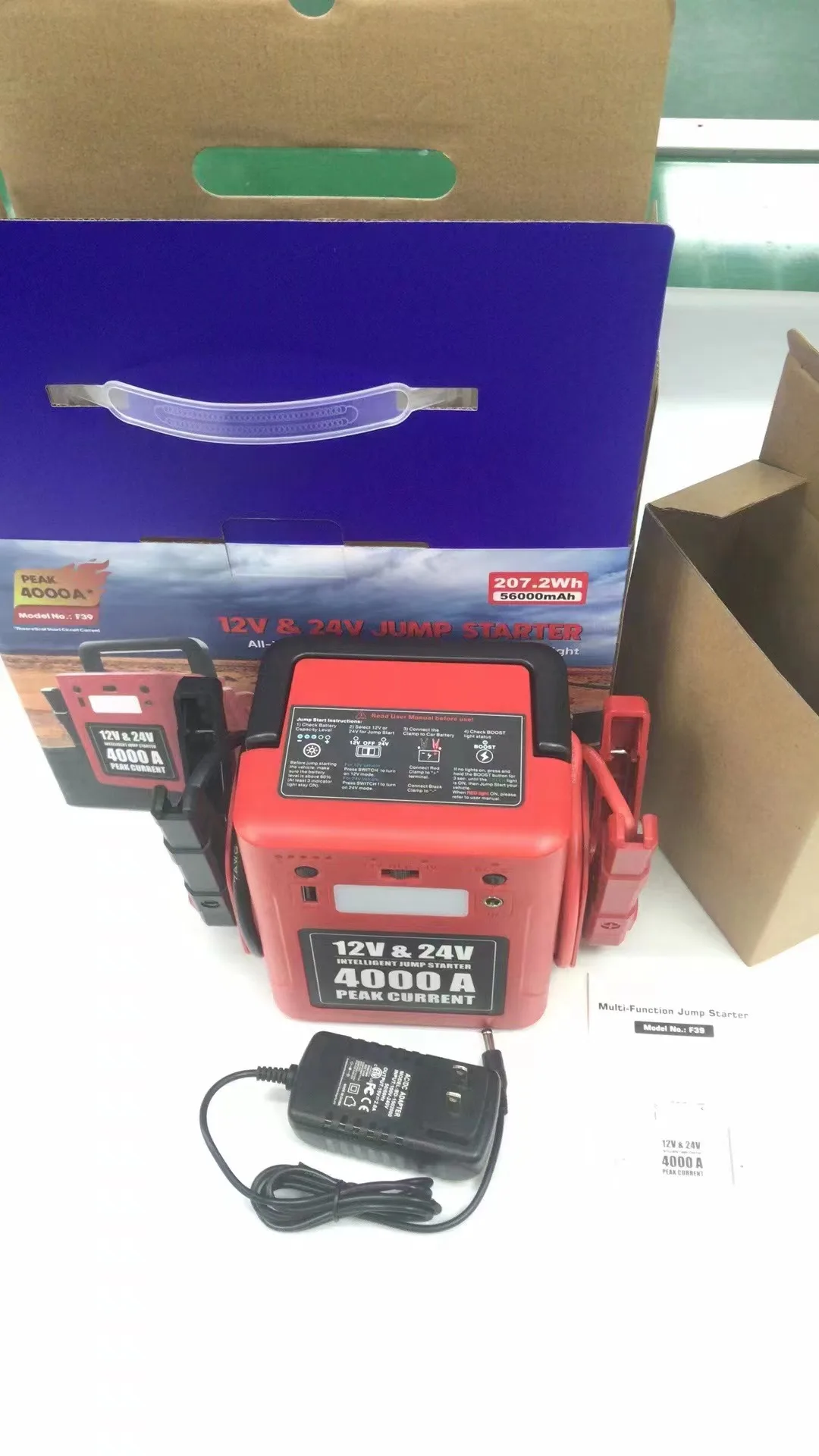 Upgraded 42000mah Car Jump Starter 12v/24v Peak Current 4000a Booster