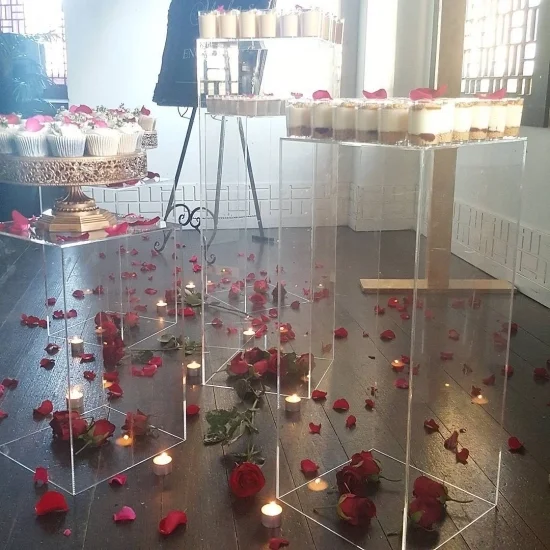 VONVIK Rectangle Transparent Acrylic Plinth Clear Acrylic Pedestals for Wedding Decorations