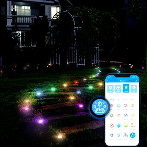 product 15 pack ip67 waterproof outdoor ground garden lawn walkway 36ft multicolor rgbicw pathway led string lights with app control-39