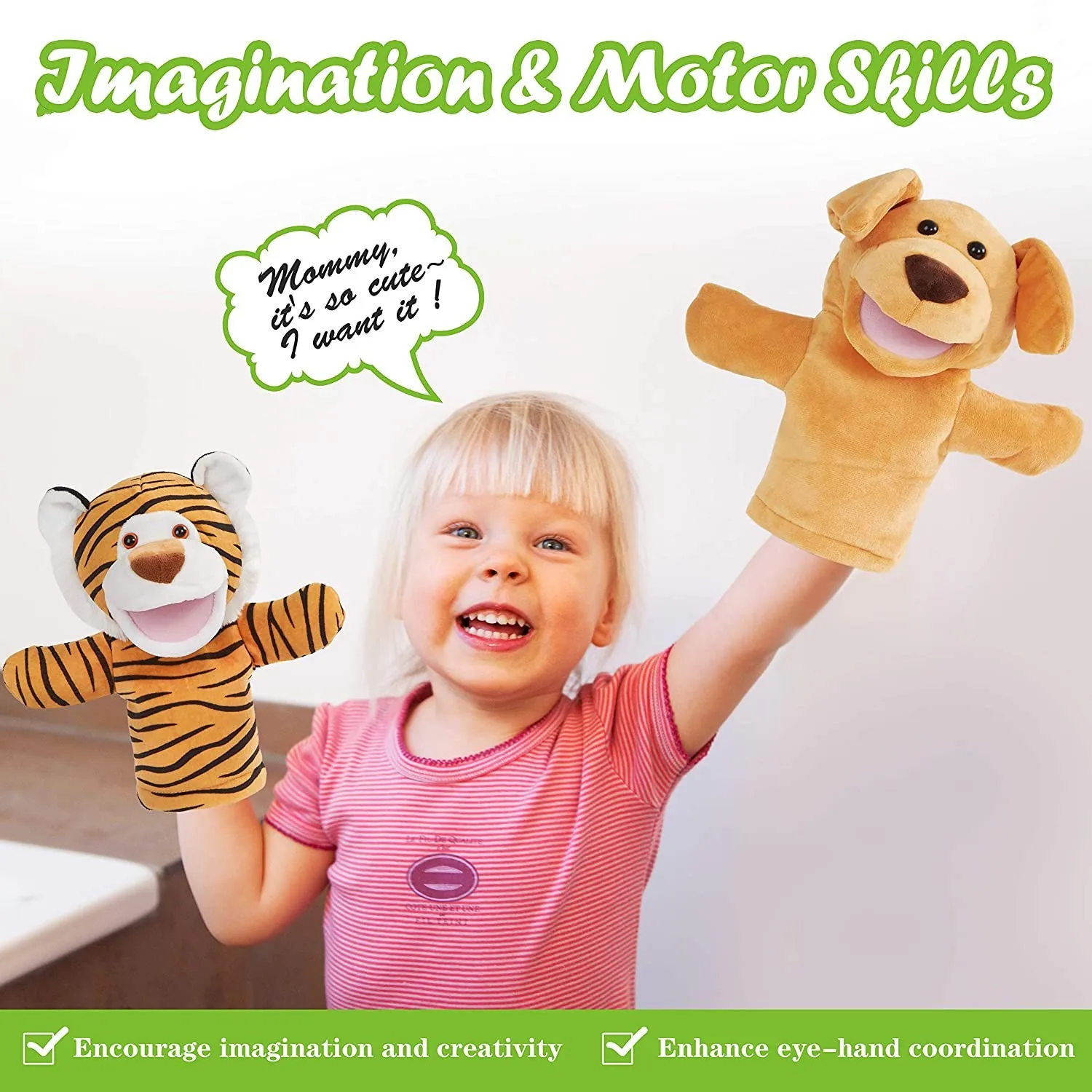2025 Muppets Soft Handheld Puppy Dog Puppet Lovely Plush Toy for Kids Adults PP Cotton Bag Type Gift Developed Intelligence