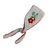 foulard piccolo a fiori beige-rosso