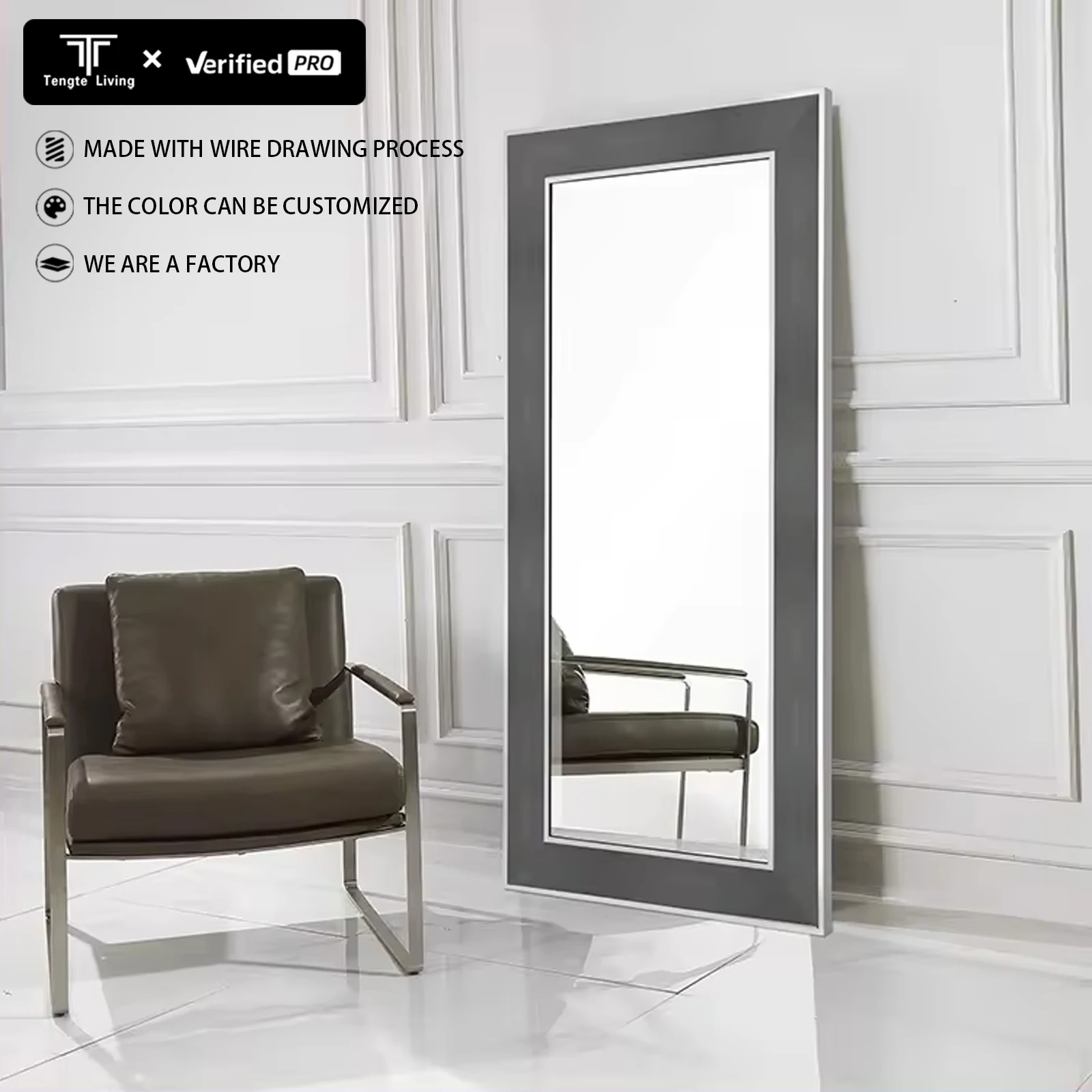 Большое металлическое настенное зеркало для домашнего декора