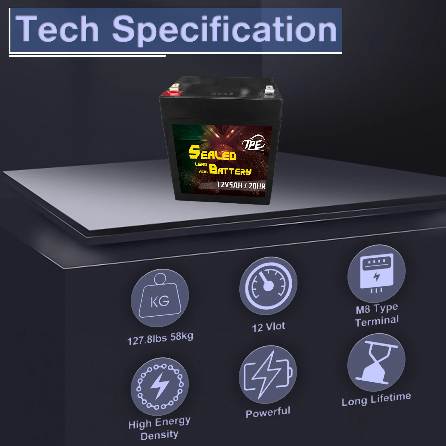 Long Rechargeable 12V 5Ah VRLA Lead Acid Battery Sealed Motorcycle Battery for Solar System UPS Lighting Toys Free factory