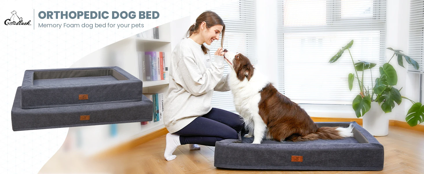 Orthopedic Dog Bed For Large Dogs Washable Cat Bed With Removable Cover 2 In 1 Mulitipurpose