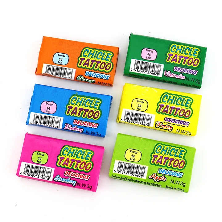 Supply 4cm Chicle chewying bubble gum with tattoo CH-E323