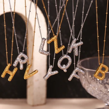 Dropshipping Party Jewelry Bubble Letter Necklace Gold Plated Stainless Steel Women Jewelry Set